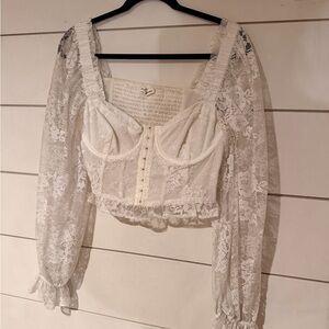 For Love And Lemons White Lace Blouse